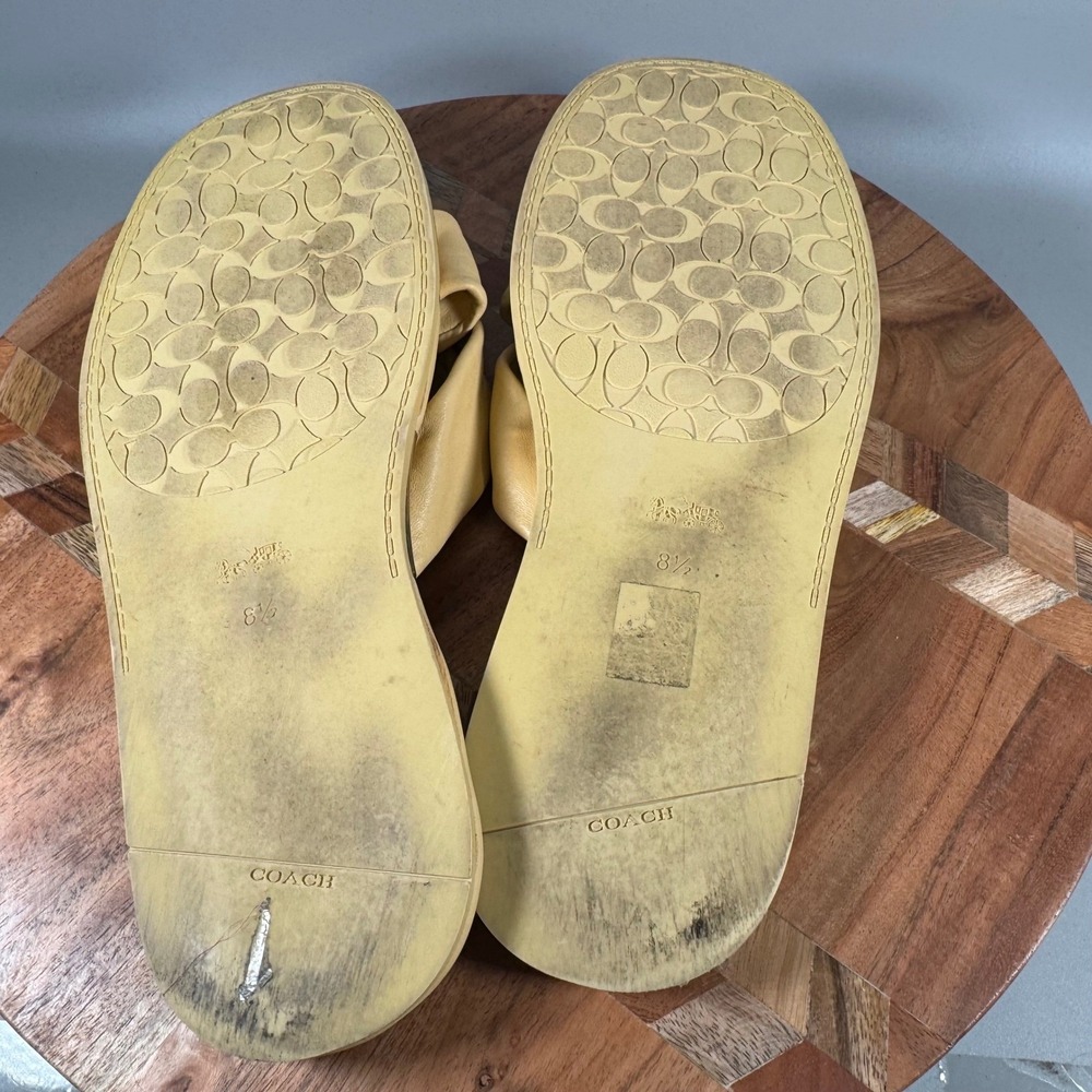 COACH Brooklyn Yellow Leather Knotted Slide Sandals‎ Women's Size 8.5B - Picture 5 of 6